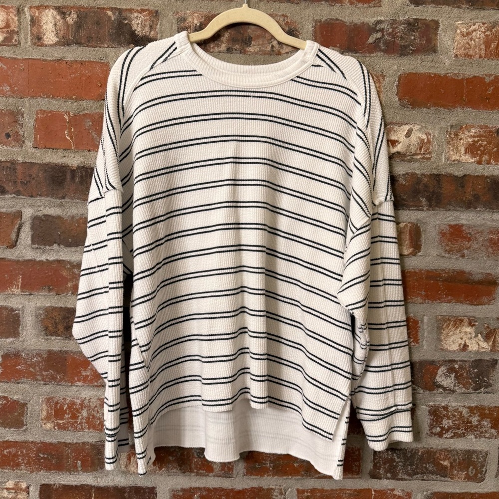 S1 - Maurices Textured Black and White Striped Crewneck Sweatshirt